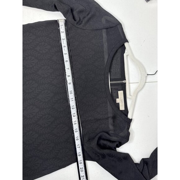 Loft Top Womens Black Long Sleeve Blouse Leaf Pattern Sheer Size S Romantic - Picture 12 of 13